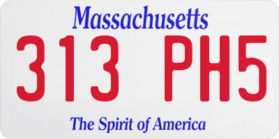 MA license plate 313PH5