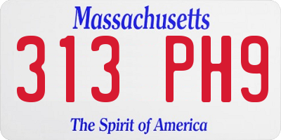 MA license plate 313PH9
