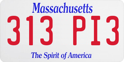 MA license plate 313PI3
