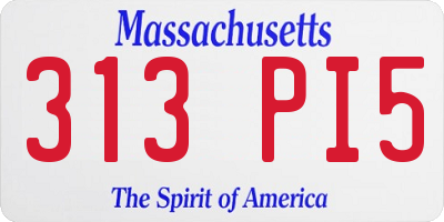MA license plate 313PI5
