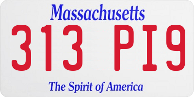 MA license plate 313PI9