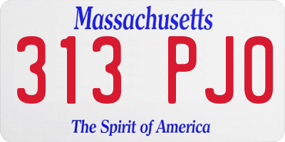 MA license plate 313PJ0