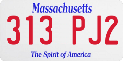 MA license plate 313PJ2