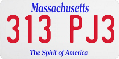 MA license plate 313PJ3