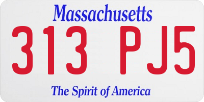 MA license plate 313PJ5