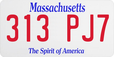 MA license plate 313PJ7