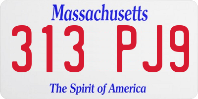 MA license plate 313PJ9