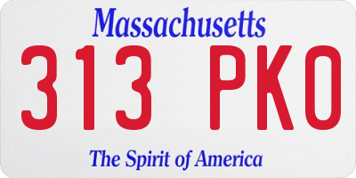MA license plate 313PK0