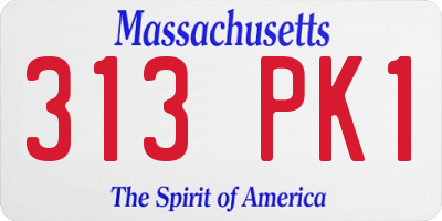 MA license plate 313PK1