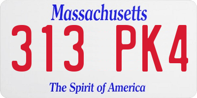 MA license plate 313PK4