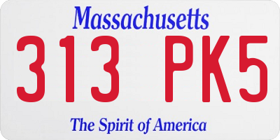 MA license plate 313PK5