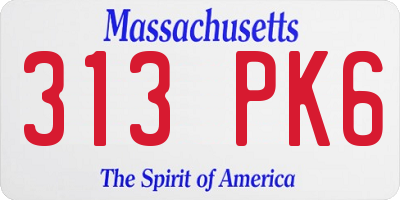 MA license plate 313PK6