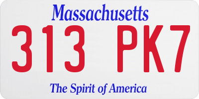 MA license plate 313PK7