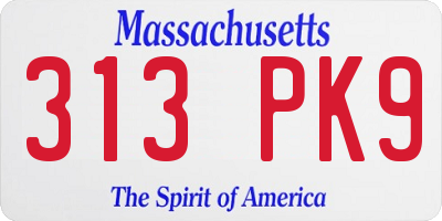 MA license plate 313PK9