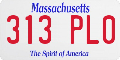 MA license plate 313PL0
