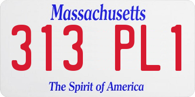 MA license plate 313PL1