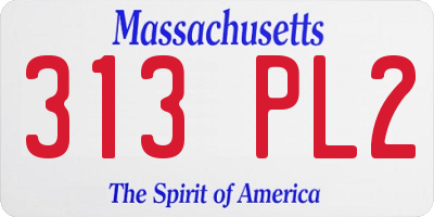 MA license plate 313PL2