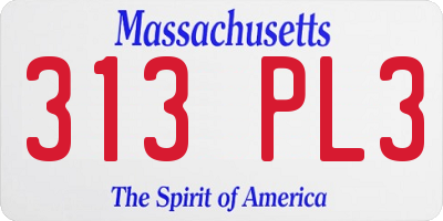 MA license plate 313PL3
