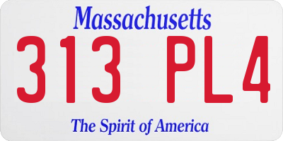 MA license plate 313PL4