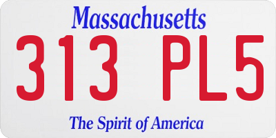 MA license plate 313PL5