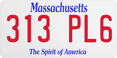 MA license plate 313PL6