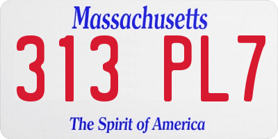 MA license plate 313PL7