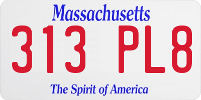 MA license plate 313PL8