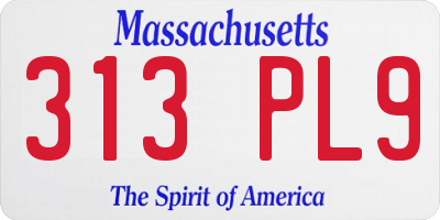 MA license plate 313PL9