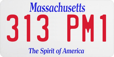 MA license plate 313PM1
