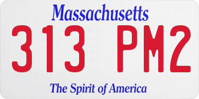 MA license plate 313PM2