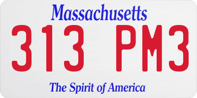 MA license plate 313PM3