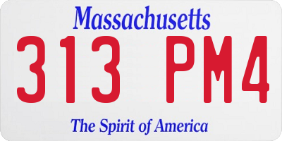 MA license plate 313PM4