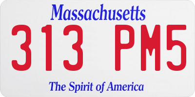 MA license plate 313PM5