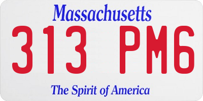 MA license plate 313PM6