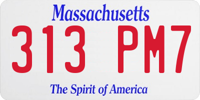 MA license plate 313PM7