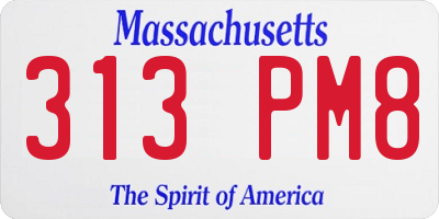 MA license plate 313PM8