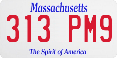 MA license plate 313PM9