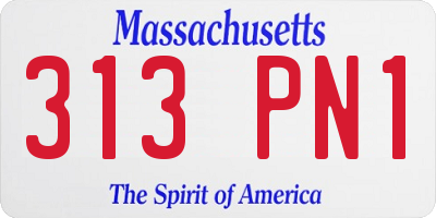 MA license plate 313PN1