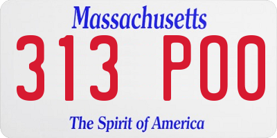 MA license plate 313PO0