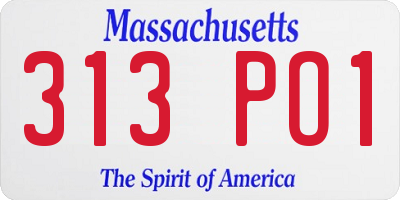 MA license plate 313PO1