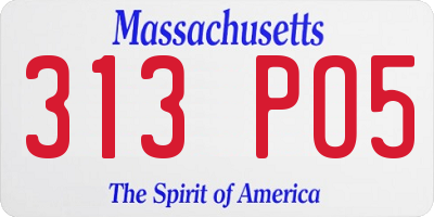 MA license plate 313PO5
