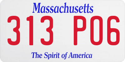 MA license plate 313PO6