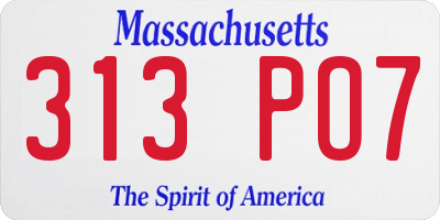 MA license plate 313PO7