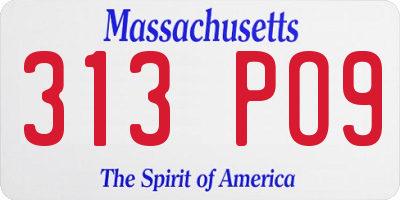 MA license plate 313PO9