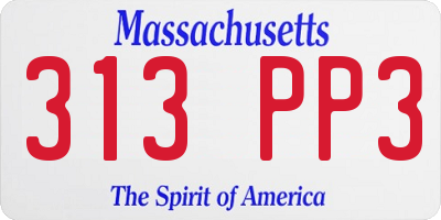 MA license plate 313PP3