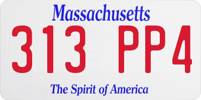 MA license plate 313PP4