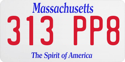 MA license plate 313PP8