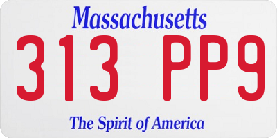 MA license plate 313PP9