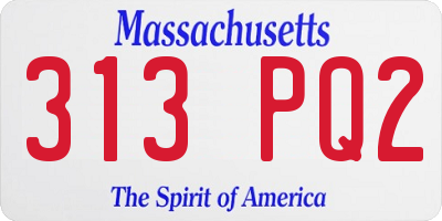 MA license plate 313PQ2