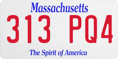 MA license plate 313PQ4